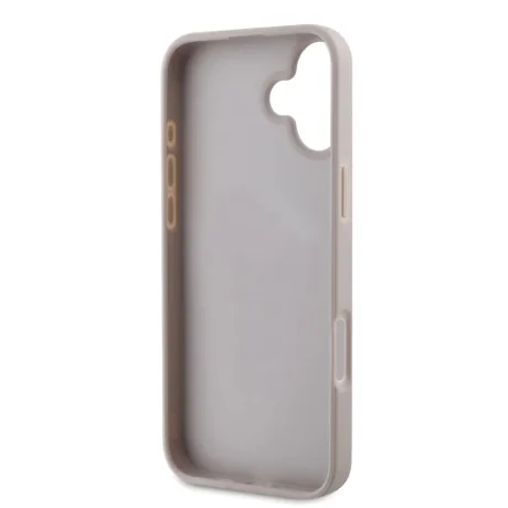 Husă spate Guess PU 4G cu dungi pentru iPhone 16, roz