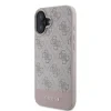 Husă spate Guess PU 4G cu dungi pentru iPhone 16, roz