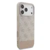 Husă spate Guess PU 4G cu dungi pentru iPhone 17 Pro Max, roz