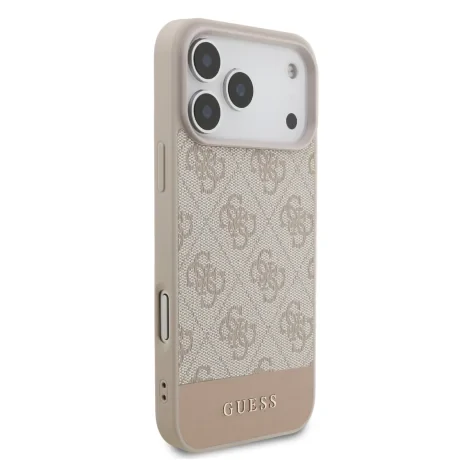 Husă spate Guess PU 4G cu dungi pentru iPhone 17 Pro Max, roz