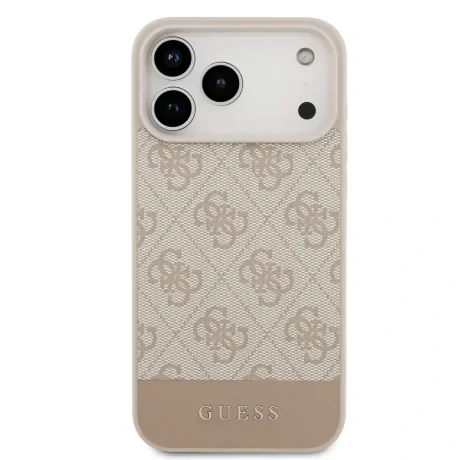 Husă spate Guess PU 4G cu dungi pentru iPhone 17 Pro Max, roz