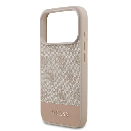 Husă spate Guess PU 4G cu dungi pentru iPhone 17 Pro, roz