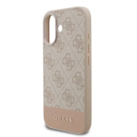 Husă spate Guess PU 4G cu dungi pentru iPhone 17, roz