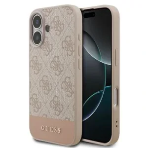 Husă spate Guess PU 4G cu dungi pentru iPhone 17, roz