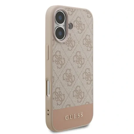 Husă spate Guess PU 4G cu dungi pentru iPhone 17, roz