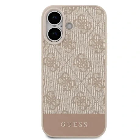 Husă spate Guess PU 4G cu dungi pentru iPhone 17, roz