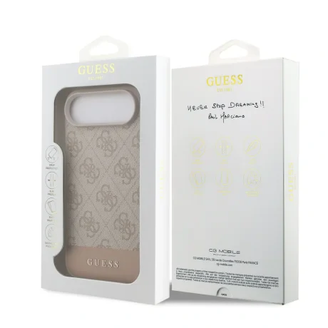 Husă spate Guess PU 4G cu dungi pentru iPhone Air, roz