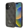 Husă spate Guess PU 4G cu logo metalic mic MagSafe pentru iPhone 16 Plus, maro