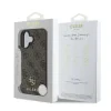 Husă spate Guess PU 4G cu logo metalic mic MagSafe pentru iPhone 16 Plus, maro