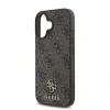 Husă spate Guess PU 4G cu logo metalic mic MagSafe pentru iPhone 16 Plus, maro
