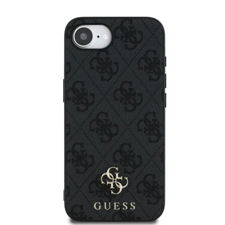 Husă spate Guess PU 4G cu logo metalic mic MagSafe pentru iPhone 16e/17e, gri
