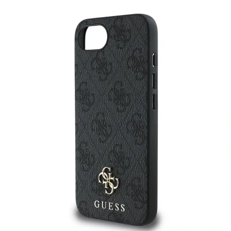 Husă spate Guess PU 4G cu logo metalic mic MagSafe pentru iPhone 16e/17e, gri