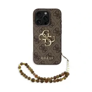 Husă spate Guess PU 4G cu logo metalic pentru iPhone 15 Pro Max, maro
