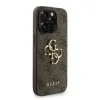 Husă spate Guess PU 4G cu logo metalic pentru iPhone 15 Pro Max, maro