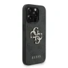 Husă spate Guess PU 4G cu logo metalic pentru iPhone 15 Pro Max, neagră