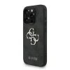 Husă spate Guess PU 4G cu logo metalic pentru iPhone 15 Pro Max, neagră
