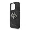 Husă spate Guess PU 4G cu logo metalic pentru iPhone 15 Pro Max, neagră