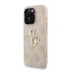 Husă spate Guess PU 4G cu logo metalic pentru iPhone 15 Pro Max, roz