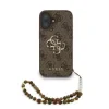 Husă spate Guess PU 4G cu logo metalic pentru iPhone 16, maro