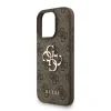 Husă spate Guess PU 4G cu logo metalic pentru iPhone 16 Pro, maro
