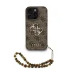 Husă spate Guess PU 4G cu logo metalic pentru iPhone 16 Pro Max, maro