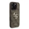 Husă spate Guess PU 4G cu logo metalic pentru iPhone 16 Pro Max, maro