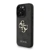 Husă spate Guess PU 4G cu logo metalic pentru iPhone 16 Pro Max, neagră
