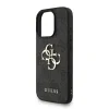 Husă spate Guess PU 4G cu logo metalic pentru iPhone 16 Pro Max, neagră