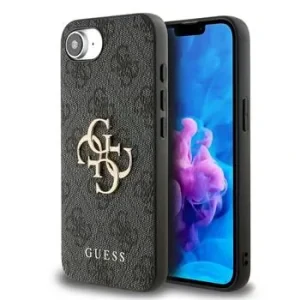Husă spate Guess PU 4G cu logo metalic pentru iPhone 16e/17e, gri