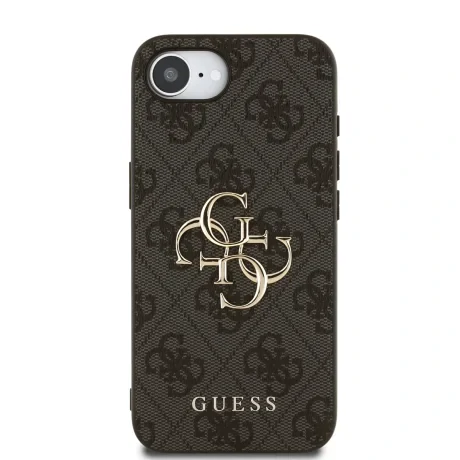 Husă spate Guess PU 4G cu logo metalic pentru iPhone 16e/17e, gri