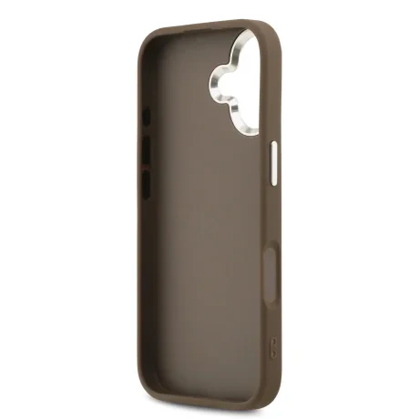 Husa spate Guess PU 4G cu logo metalic pentru iPhone 17, argintiu-maro