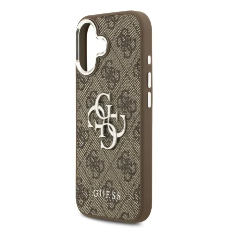 Husa spate Guess PU 4G cu logo metalic pentru iPhone 17, argintiu-maro