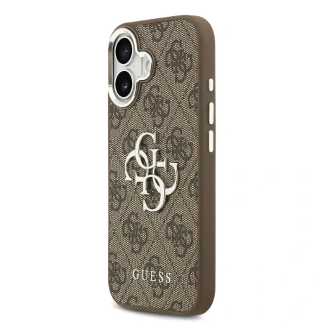 Husa spate Guess PU 4G cu logo metalic pentru iPhone 17, argintiu-maro