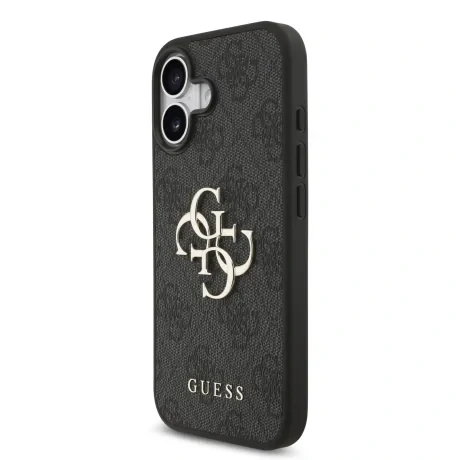 Husă spate Guess PU 4G cu logo metalic pentru iPhone 17, gri