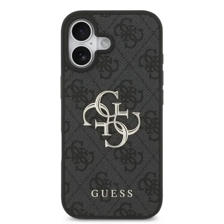 Husă spate Guess PU 4G cu logo metalic pentru iPhone 17, gri