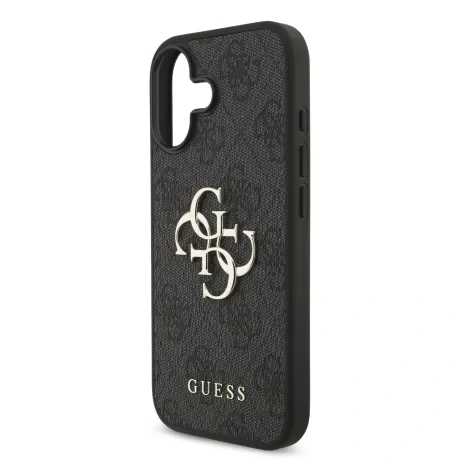Husă spate Guess PU 4G cu logo metalic pentru iPhone 17, gri