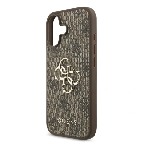 Husă spate Guess PU 4G cu logo metalic pentru iPhone 17, maro