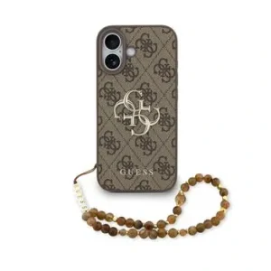 Husă spate Guess PU 4G cu logo metalic pentru iPhone 17, maro