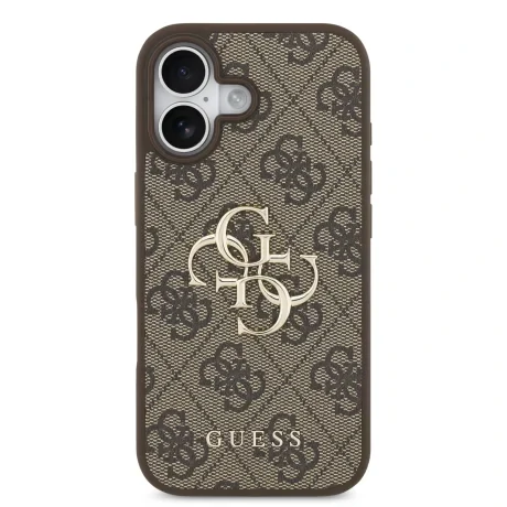 Husă spate Guess PU 4G cu logo metalic pentru iPhone 17, maro