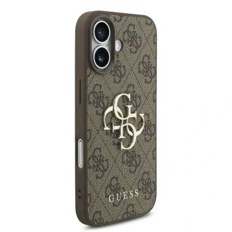 Husă spate Guess PU 4G cu logo metalic pentru iPhone 17, maro