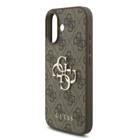 Husă spate Guess PU 4G cu logo metalic pentru iPhone 17, maro