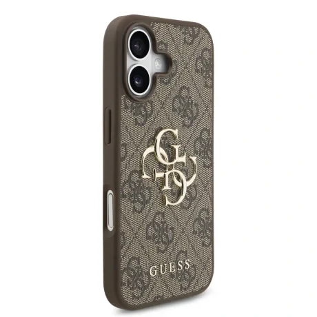 Husă spate Guess PU 4G cu logo metalic pentru iPhone 17, maro