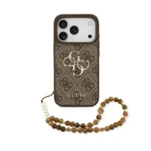 Husă spate Guess PU 4G cu logo metalic pentru iPhone 17 Pro, maro