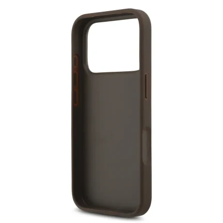 Husă spate Guess PU 4G cu logo metalic pentru iPhone 17 Pro, maro