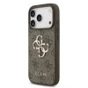 Husă spate Guess PU 4G cu logo metalic pentru iPhone 17 Pro, maro