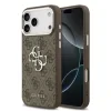 Husa spate Guess PU 4G cu logo metalic pentru iPhone 17 Pro Max, argintiu-maro