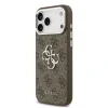 Husa spate Guess PU 4G cu logo metalic pentru iPhone 17 Pro Max, argintiu-maro