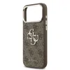 Husa spate Guess PU 4G cu logo metalic pentru iPhone 17 Pro Max, argintiu-maro