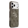 Husa spate Guess PU 4G cu logo metalic pentru iPhone 17 Pro Max, argintiu-maro