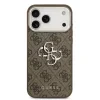 Husa spate Guess PU 4G cu logo metalic pentru iPhone 17 Pro Max, argintiu-maro